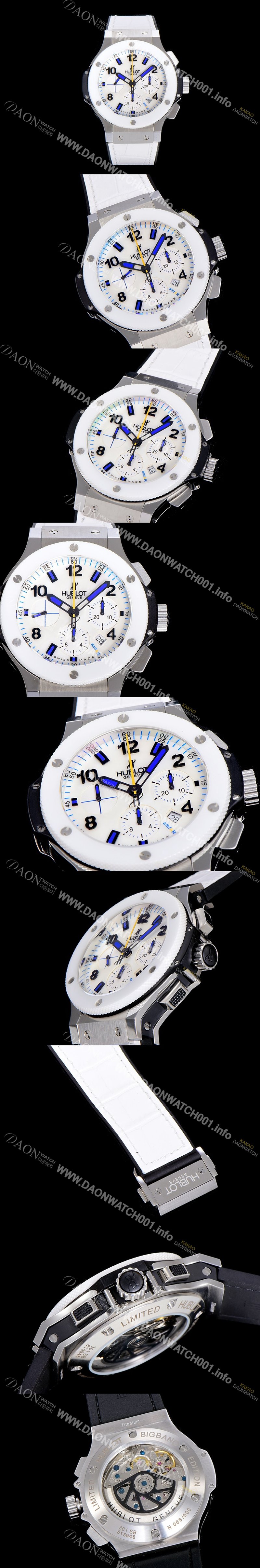 레플리카 [휴블렛]남성용 빅뱅 크로노그래프 44미리 세라믹 우레탄 오토매틱 화이트다이얼 HUB39835