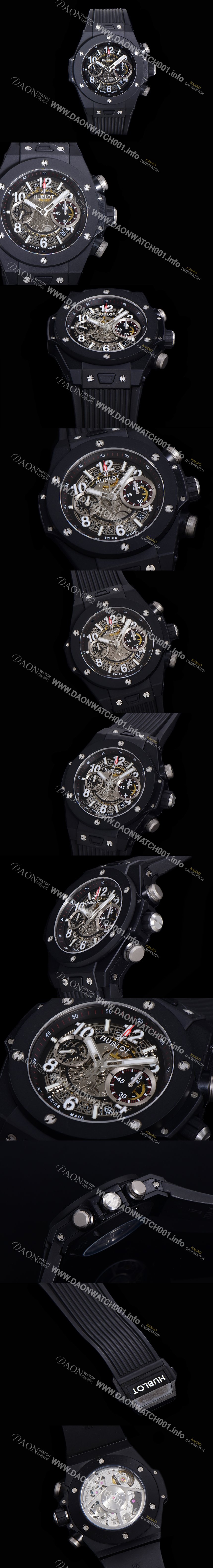 레플리카 [휴블렛] 남성용 빅뱅 유니코 45mm 오토매틱 HUB1242타입 PVD제질 러버줄 스켈래톤 다이얼  hub5113