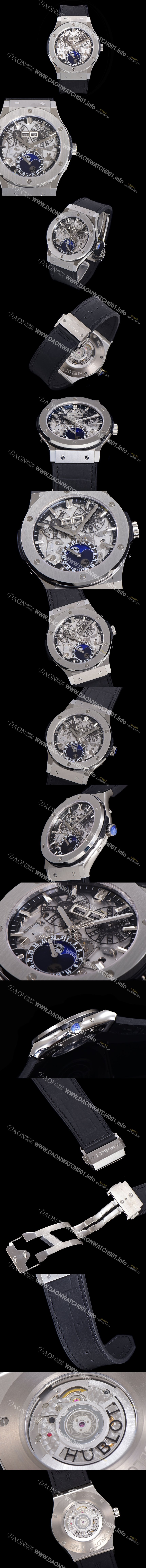 레플리카 [휴블렛] 남성용 클래식퓨전 오토매틱 Hub1131타입 문페이즈 42mm 러버우레탄줄 스켈래톤다이얼  hub1315