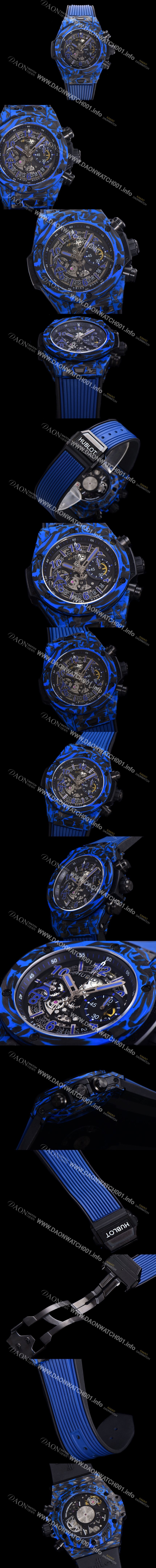 레플리카 [휴블렛] 남성용 빅뱅 유니코 풀카본 제질 오토매틱 Hub1242 타입 45mm 러버우레탄줄 스켈래톤다이얼  hub3159