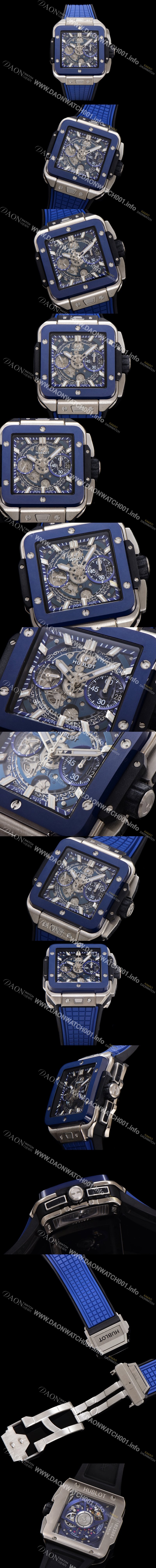 레플리카 [휴블렛] 남성용 스퀘어 뱅 유니코 821.NL.5170.RX 스켈레톤 다이얼 티타늄 에디션 42미리 오토매틱 무브먼트 우레탄 러버밴드 hub2130