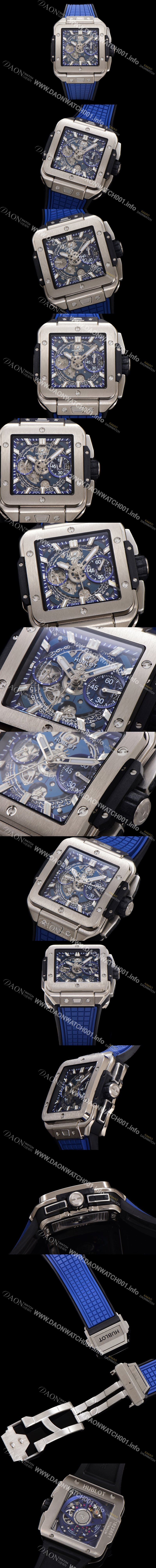 레플리카 [휴블렛] 남성용 스퀘어 뱅 유니코 821.NX.5170.RX 스켈레톤 다이얼 티타늄 에디션 42미리 오토매틱 무브먼트 우레탄 러버밴드 hub2131