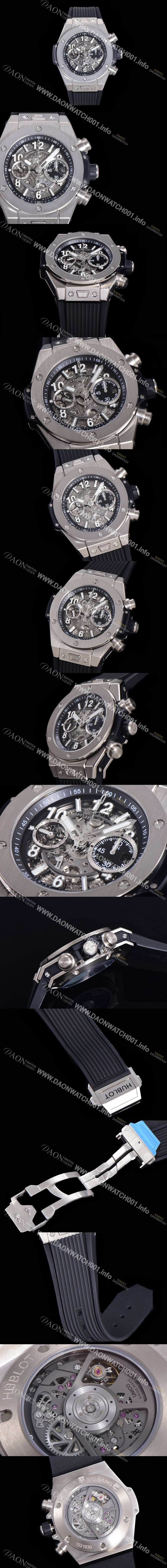 레플리카 [휴블렛] 남성용 빅뱅 유니코 킹골드 크로노그래프 441.NX.1170.RX  HUB1280 오토매틱 므브먼트 44mm 러버밴드 스켈레톤다이얼 hub39936