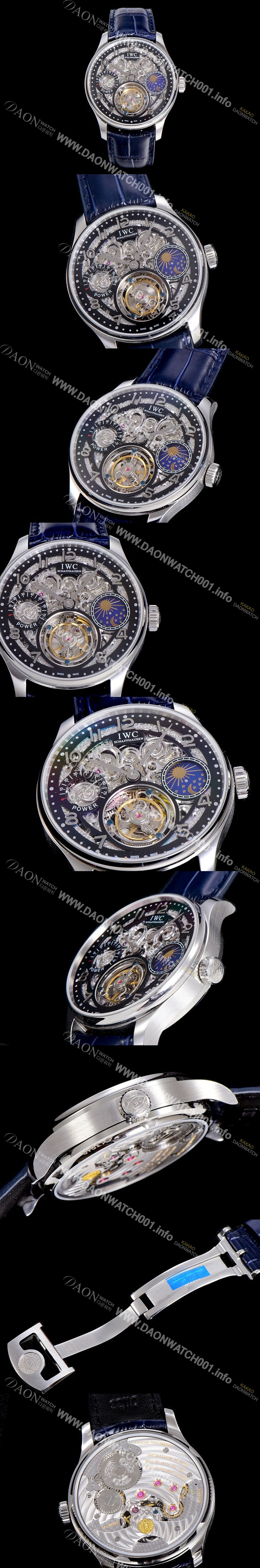 레플리카 [아이더블유씨]남성용  포르투기즈 42미리 수동/기계식 투어빌론(뚜르삐옹) 스켈래톤 다이얼 블랙다이얼 IWC90007