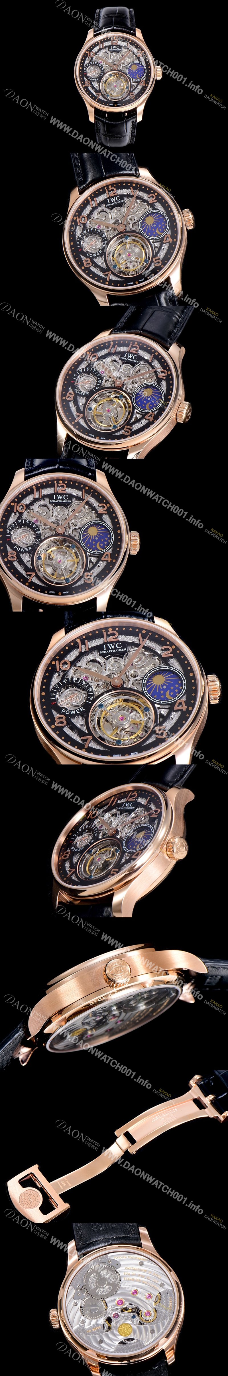 레플리카 [아이더블유씨]남성용 포르투기즈 42미리 수동/기계식 투어빌론(뚜르삐옹) 금장시계 스켈래톤 다이얼 블랙다이얼 IWC45296