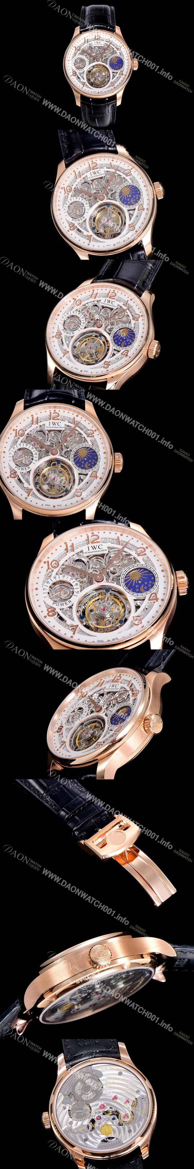 레플리카 [아이더블유씨]남성용 포르투기즈 42미리 수동/기계식 투어빌론(뚜르삐옹) 금장시계 스켈래톤 다이얼 블랙다이얼 IWC79114