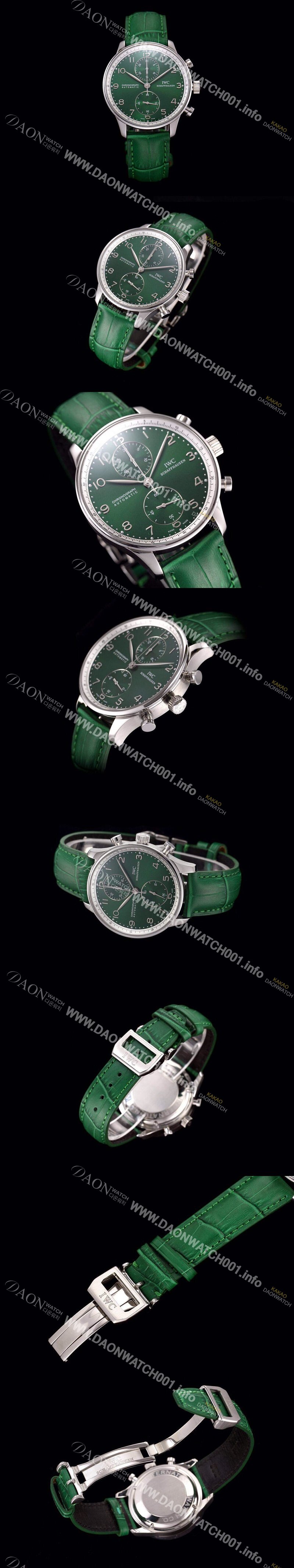 레플리카 [아이더블유씨] 남성용 포르투기즈 오토매틱 크로노그래프 그린 다이얼 IWC4200