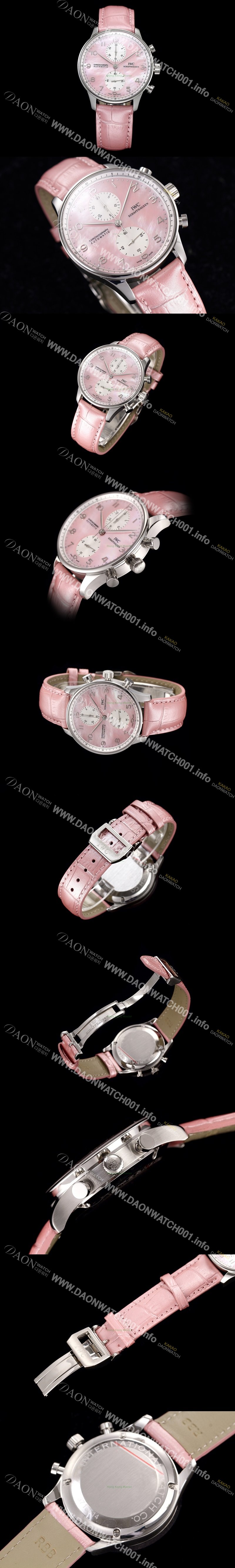 레플리카 [아이더블유씨] 남성용 포르투기즈 오토매틱 크로노그래프 핑크 다이얼 IWC4201