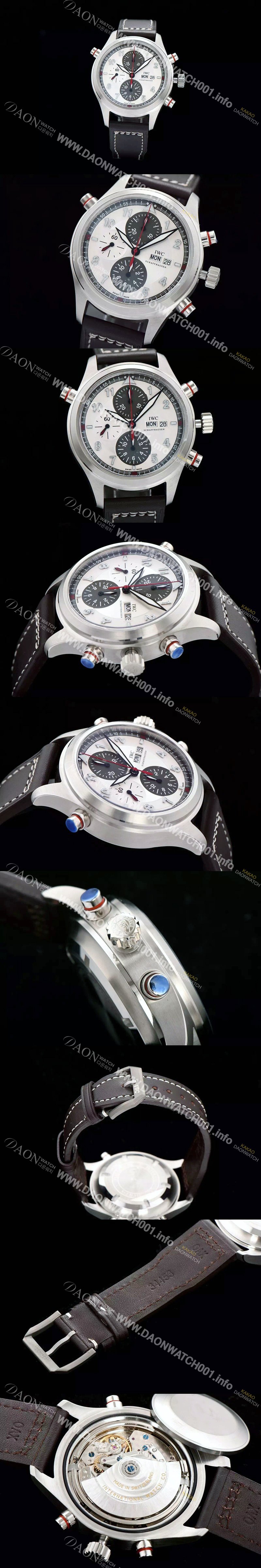 레플리카 [아이더블유씨] 남성용 파일럿 더블크로노 리미티드 에디션 화이트다이얼 IWC0420