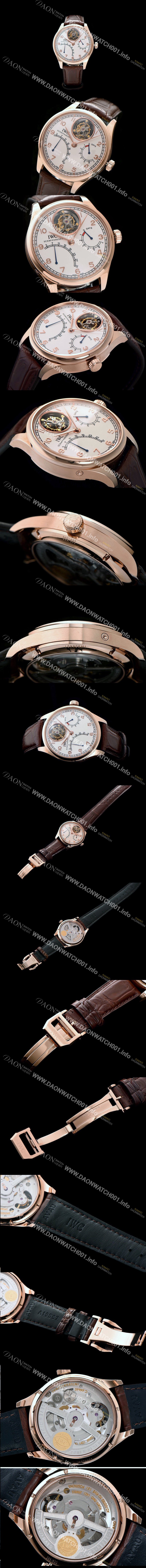 레플리카 [아이더블유씨] 남성용 포르투기즈 투어빌론 무브먼트 화이트 다이얼 IWC0451