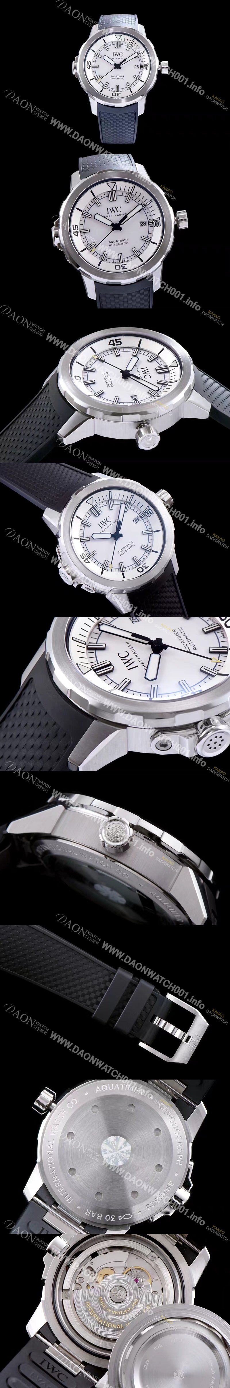 레플리카 [아이더블유씨] 남성용 아쿠아타이머 IW329003 신형 다이버 워치!! 센트럴 해킹 세컨즈 화이트 다이얼 오토매틱 무브먼트 IWC0400