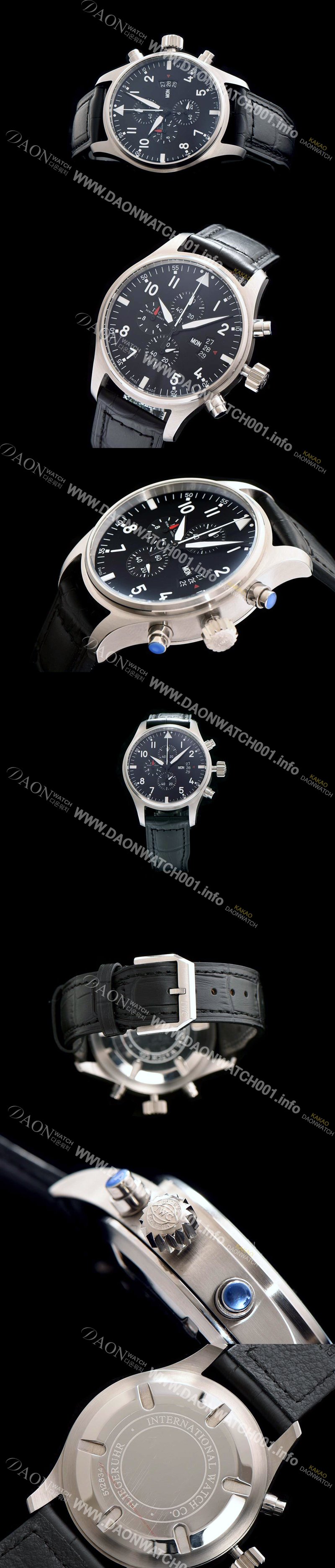 레플리카 [아이더블유씨] 남성용 스위스 쿼츠 파일럿 블랙 다이얼 IWC0400