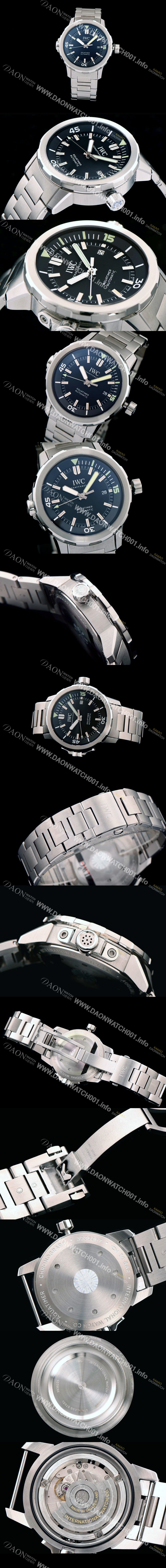 레플리카 [아이더블유씨] 남성용 아쿠아타이머 IWC329002 오토매틱 블랙 다이얼 V6사 1:1 베스트 에디션 스틸 브레이슬릿 Miyota 9015 IWC0220