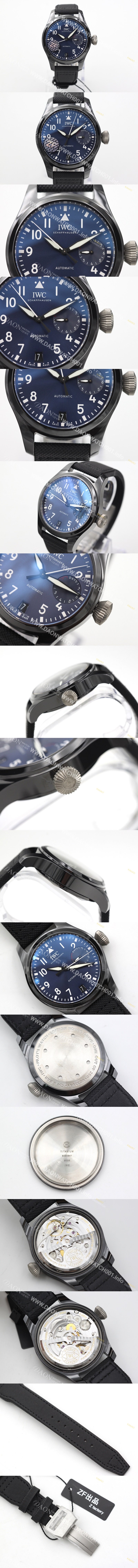 레플리카 [IWC] 남성용 파일럿 탑건 7days IW502003 세라믹 블루 다이얼 오토매틱 무브먼트 IWC0211