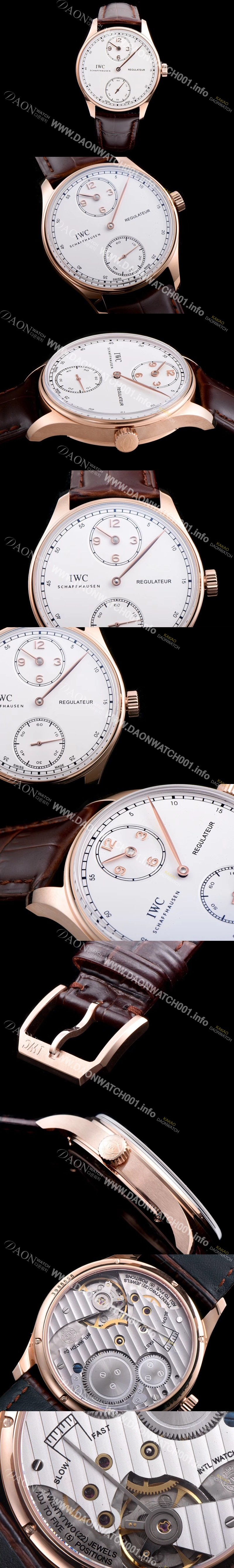 레플리카 [아이더블유씨] 남성용 포르투기즈 IW544402모델 18k 로즈골드 화이트 다이얼 IWC0142