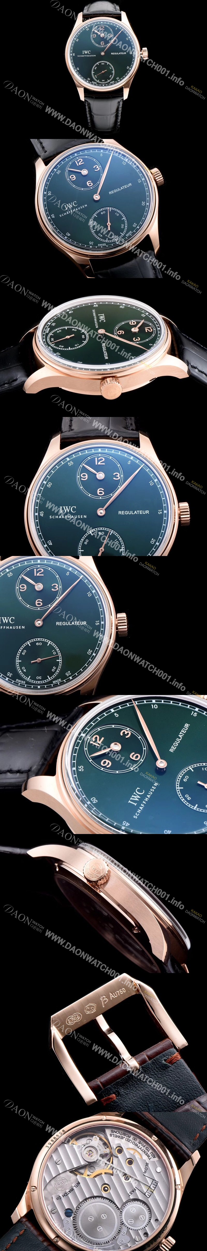 레플리카 [아이더블유씨] 남성용 포르투기즈 IW544402모델 18k 로즈골드 그린 다이얼 IWC0101