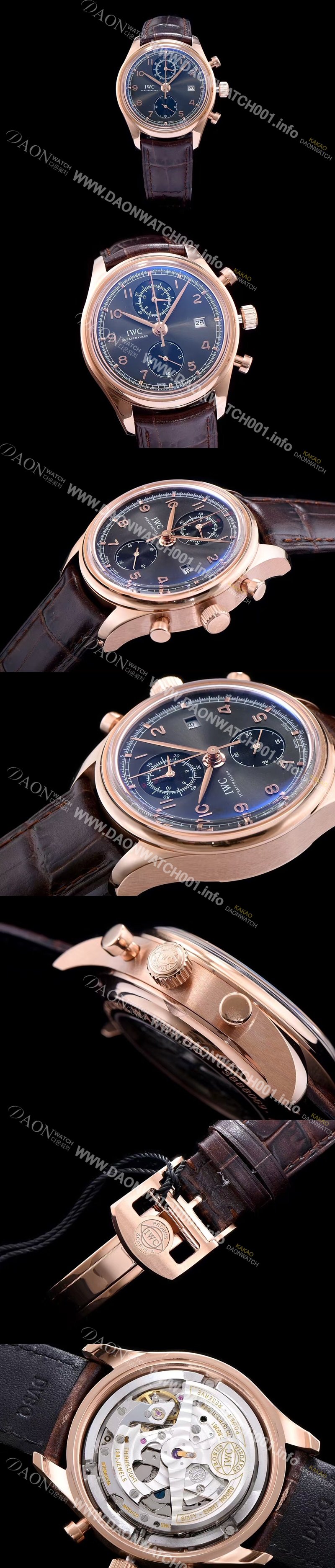 레플리카 [아이더블유씨] 남성용 포루투기즈 칼리버 IW390402 클래식 모델 18k 로즈골드 크로노그래프 진 그레이 다이얼 오토매틱 무브먼트 IWC0144