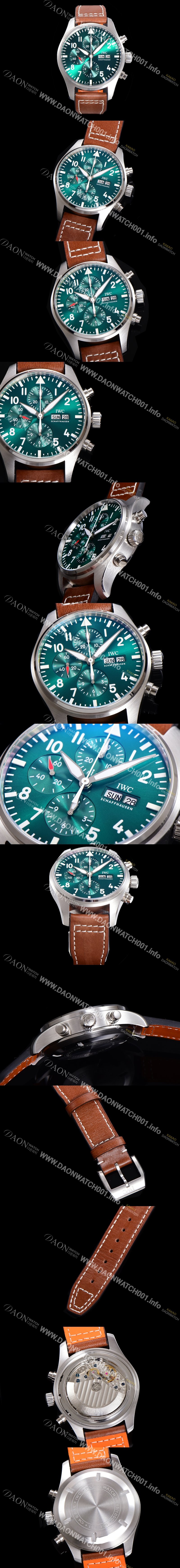 레플리카 [아이더블유씨] 남성용 파일럿 생텍쥐베리 어린왕자 한정판 에디션!! IW377714 데이 & 데이트 크로노그래프 그린 다이얼 오토매틱 무브먼트 IWC0123