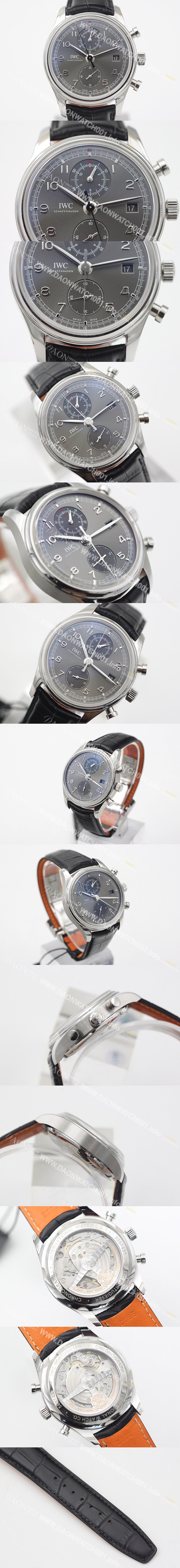 레플리카 [아이더블유씨] 남성용 포르투기즈 IW390404 크로노그래프 클래식 에디션!! 스몰 해킹 세컨즈 그레이 다이얼 오토매틱 무브먼트 IWC0102