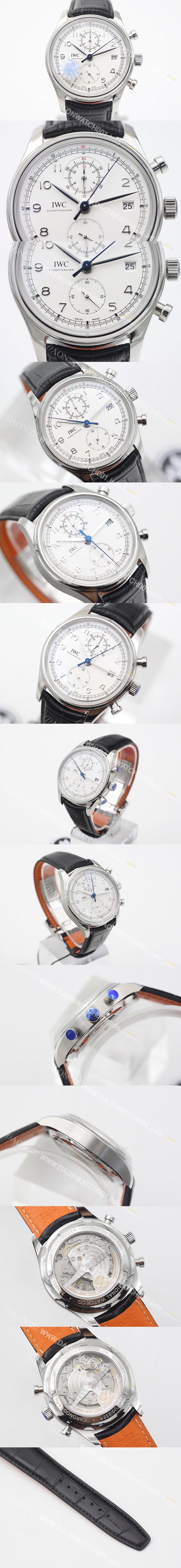 레플리카 [아이더블유씨] 남성용 포르투기즈 IW390303 크로노그래프 클래식 에디션!! 스몰 해킹 세컨즈 화이트 다이얼 오토매틱 무브먼트 IWC0101