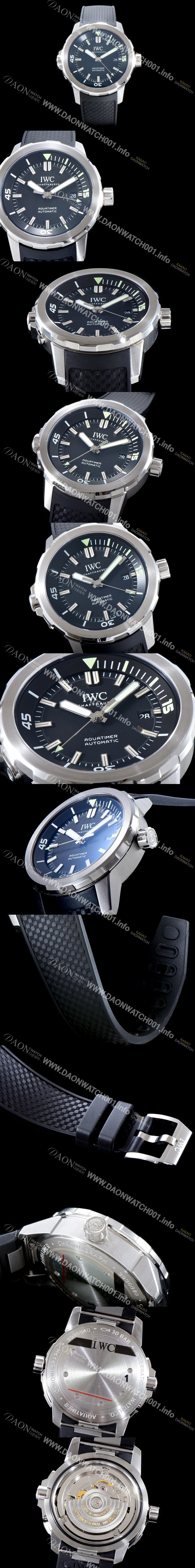 레플리카 [아이더블유씨] 남성용 아쿠아타이머 IW329001 신형 다이버 워치!! 센트럴 해킹 세컨즈 블랙 다이얼 오토매틱 무브먼트 IWC0103