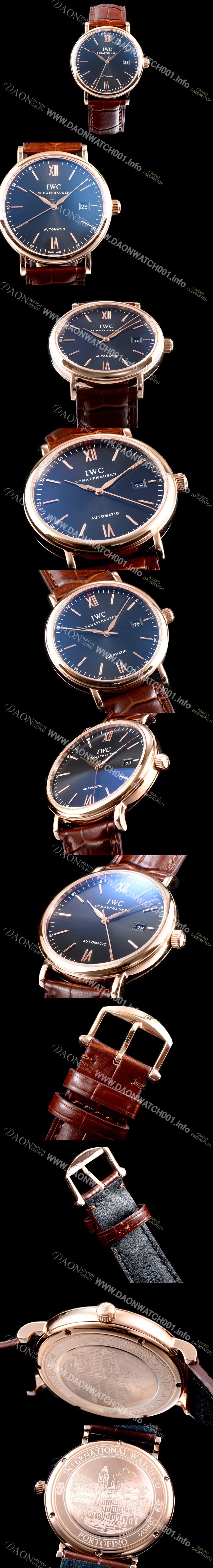 레플리카 [아이더블유씨] 남성용 포르토피노 IW356511 오토매틱 센트럴 해킹 세컨즈 18K 로즈골드 슬레이트 컬러 다이얼 오토매틱 무브먼트 IWC0101
