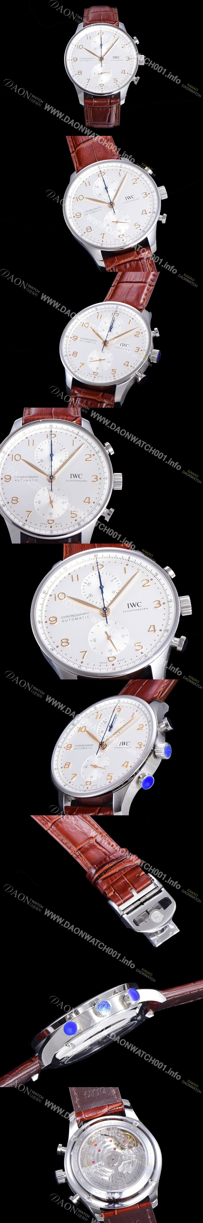 레플리카 [아이더블유씨] 남성용 포르투기즈 IW371604 크로노그래프 오토매틱 Cal.69355 타입 41미리 가죽줄 화이트다이얼 IWC74386