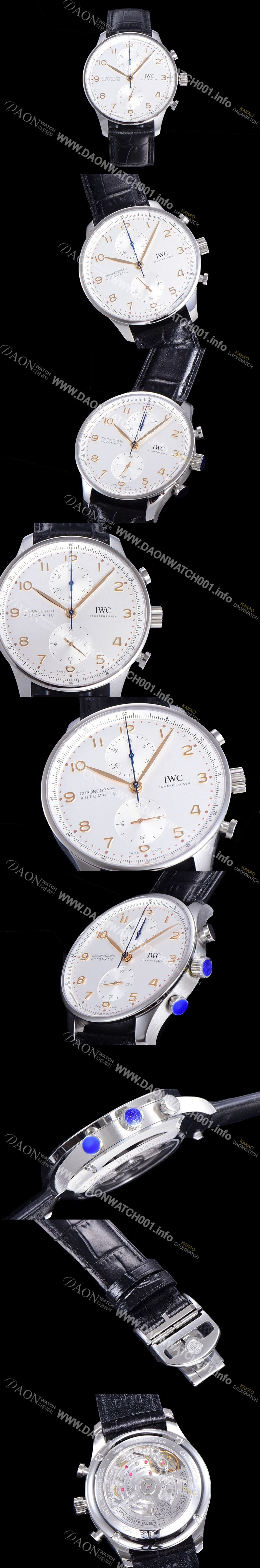 레플리카 [아이더블유씨] 남성용 포르투기즈 IW371604 크로노그래프 오토매틱 Cal.69355 타입 41미리 가죽줄 화이트다이얼 IWC74395