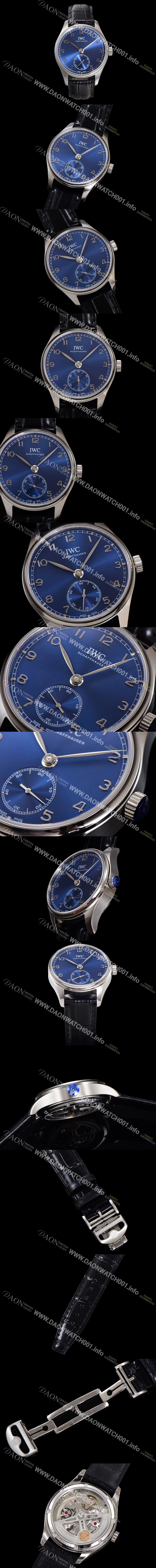 아이더블유씨 포르투기즈 오토매틱 수정형 82200타입 무브 40mm 남성용시계 가죽줄 블루다이얼 iwc0444 25461