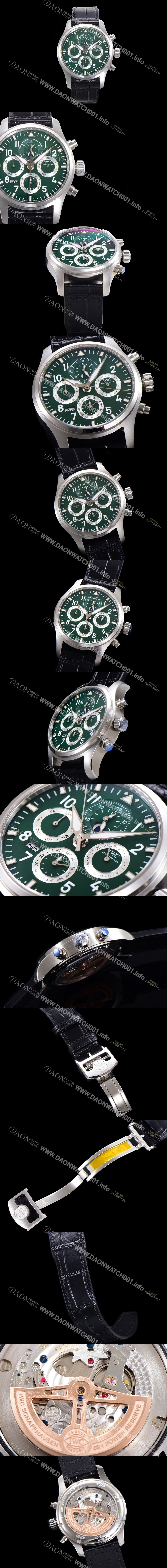 레플리카 [아이더블유씨] 남성용 파일럿 41mm 오토매틱 89630 타입 가죽줄 그린다이얼 iwc1531