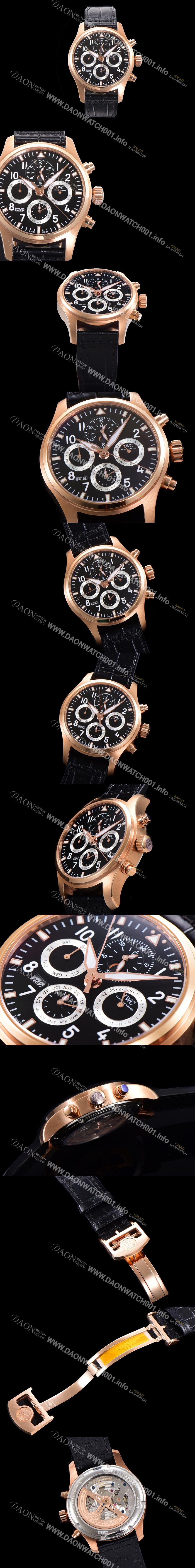 레플리카 [아이더블유씨] 남성용 파일럿 41mm 오토매틱 89630 타입 18K 로조골드 가죽줄 블랙다이얼 iwc1291