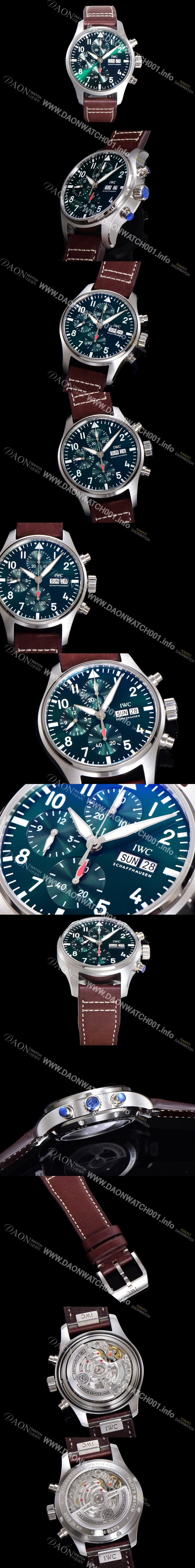 레플리카 [아이더블유씨] 남성용시계 베스트 신형!! 파일럿 IW388103 크로노그래프 오토매틱 Cal.69385 타입 41mm 가죽줄 그린다이얼 iwc8692