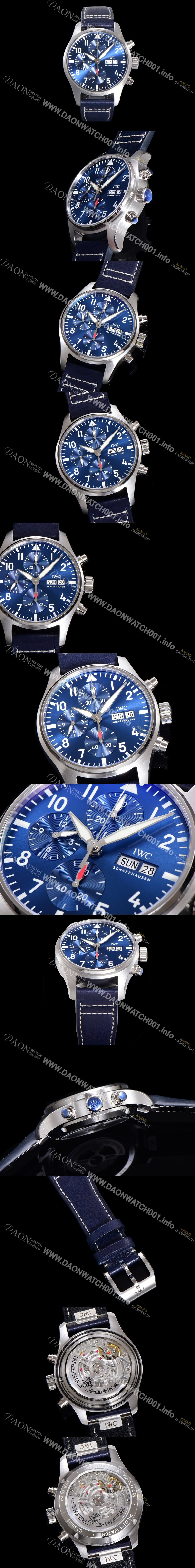 레플리카 [아이더블유씨] 남성용시계 베스트 신형!! 파일럿 IW388101 크로노그래프 오토매틱 Cal.69385 타입 41mm 가죽줄 블루다이얼 iwc0468