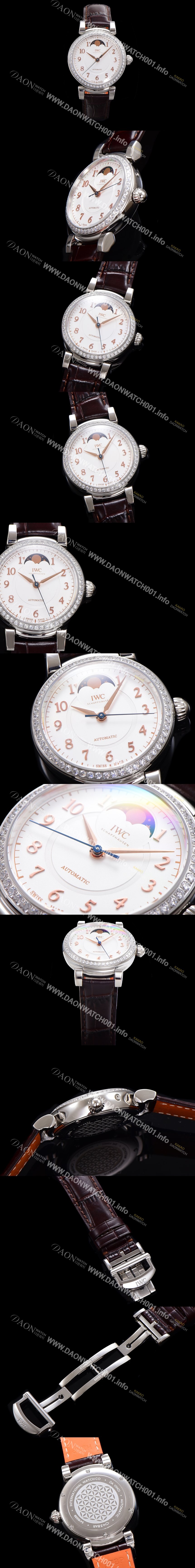 레플리카 [아이더블유씨]여성용 다빈치 IW459307 오토매틱 문페이즈 36mm 18K 로조골드 다이아몬드베젤가죽줄 화이트다이얼 iwc76405
