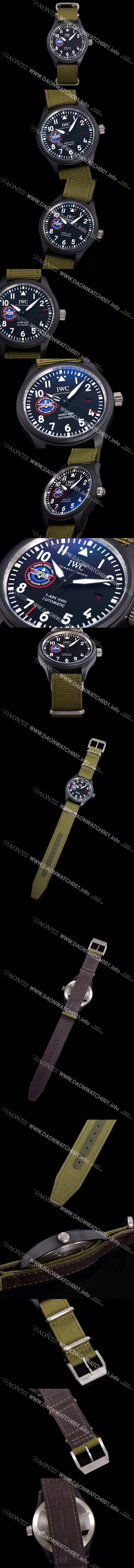 레플리카 [아이더블유씨]남성용 파일럿 마크 18 탑건 에디션 IW324711 오토매틱 40mm 세라믹재질 나토천/가죽줄 믹스 블랙다이얼 iwc09481