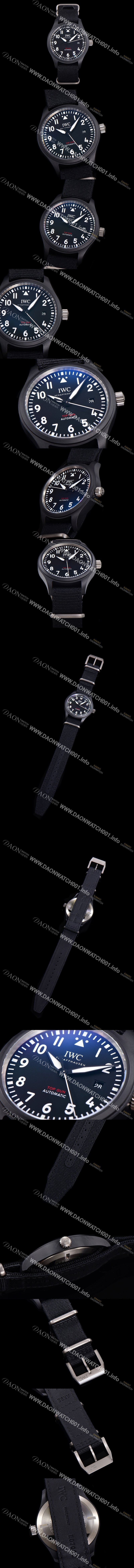 레플리카 [아이더블유씨] 남성용 파일럿 IW326906 마크 탑건 에디션 오토매틱 40mm 세라믹재질 나토천/가죽줄 믹스 블랙다이얼 iwc29048