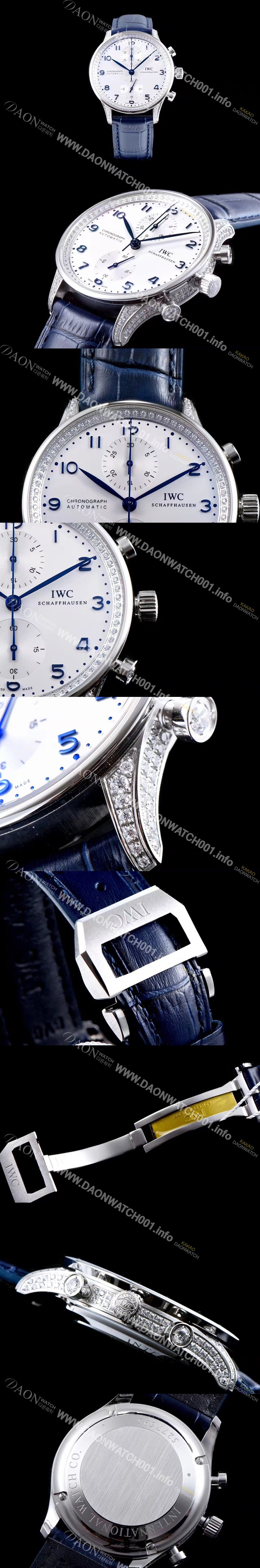 레플리카 [아이더블유씨] 남성용 포르투기즈 쥬얼버젼 오토메틱 크로노그래프 다이아몬드 화이트 다이얼 IWC4244