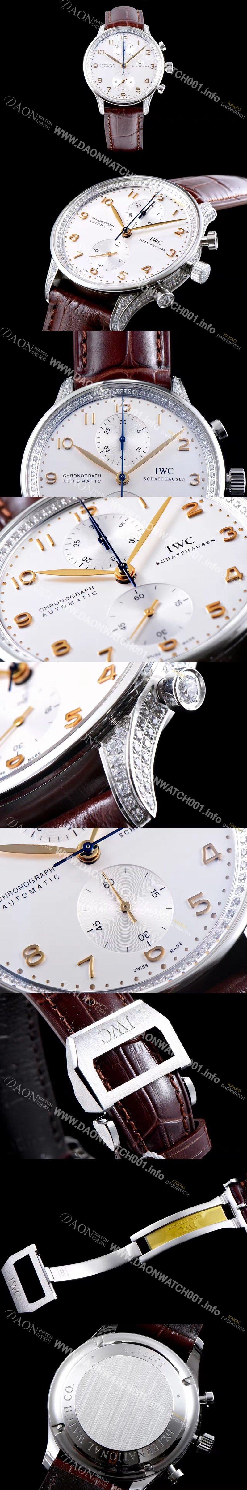 레플리카 [아이더블유씨] 남성용 포르투기즈 쥬얼버젼 오토메틱 크로노그래프 다이아몬드 화이트 다이얼 IWC4204