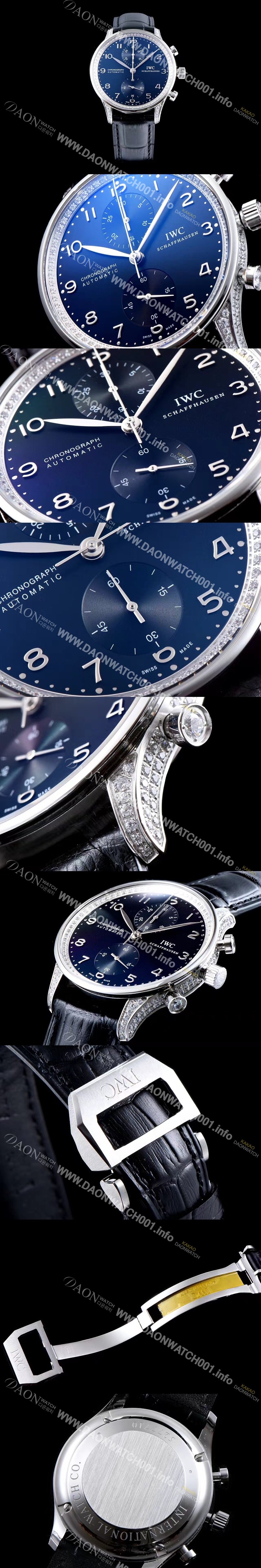 레플리카 [아이더블유씨] 남성용 포르투기즈 쥬얼버젼 오토메틱 크로노그래프 다이아몬드 블루 다이얼 IWC4200