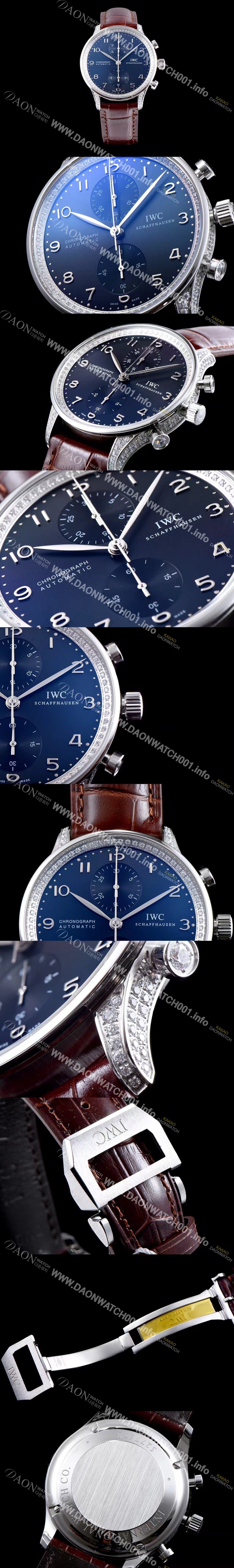 레플리카 [아이더블유씨] 남성용 포르투기즈 쥬얼버젼 오토메틱 크로노그래프 다이아몬드 블루 다이얼 IWC4142