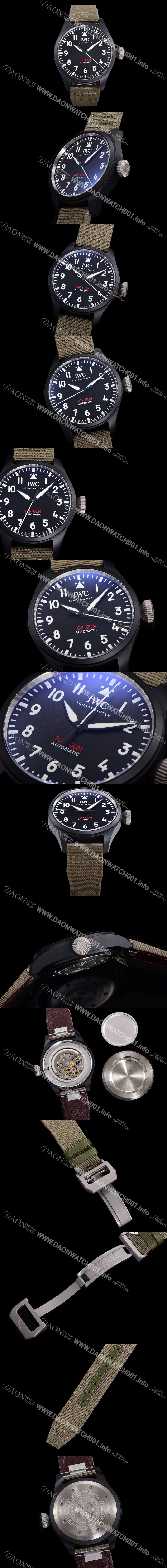 레플리카 [아이더블유씨] 남성용 파일럿 IW329801 오토매틱 43.8mm 세라믹재질 나토천/가죽줄 믹스 블랙 다이얼 iwc29050