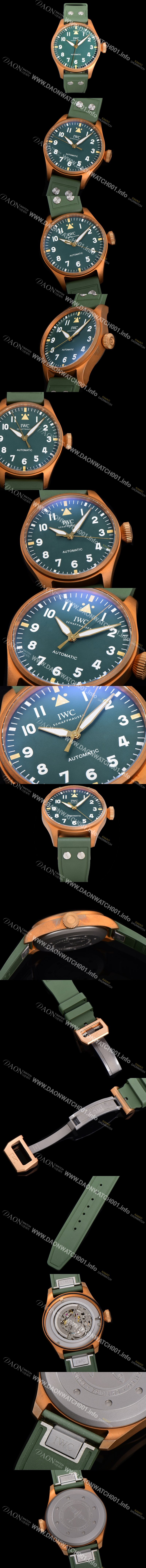 레플리카 [아이더블유씨] 남성용 빅 파일럿 워치 IW329702 브론즈 스핏파이어 43mm 오토매틱 9015 타입 러버스트랩 그린다이얼 iwc39264