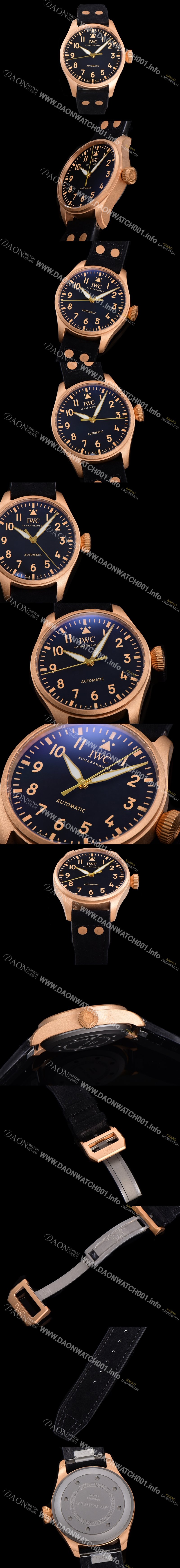 레플리카 [아이더블유씨] 남성용 빅 파일럿 워치 IW329703 브론즈 스핏파이어 43mm 오토매틱 9015 타입 가죽줄 블랙 다이얼 iwc39265