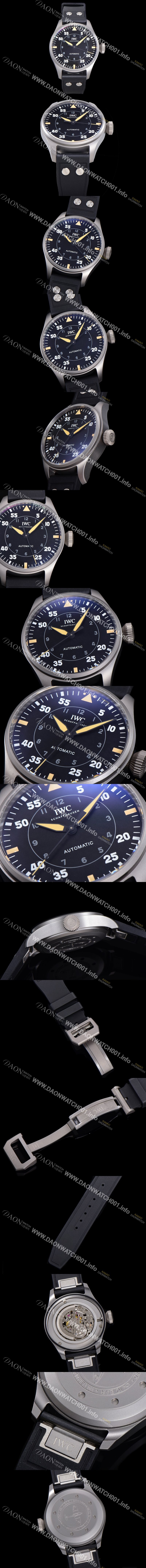 레플리카 [아이더블유씨] 남성용 빅 파일럿 워치 IW329701 티타늄 43mm 오토매틱 9015 타입 러버스트랩 블랙다이얼 iwc39267