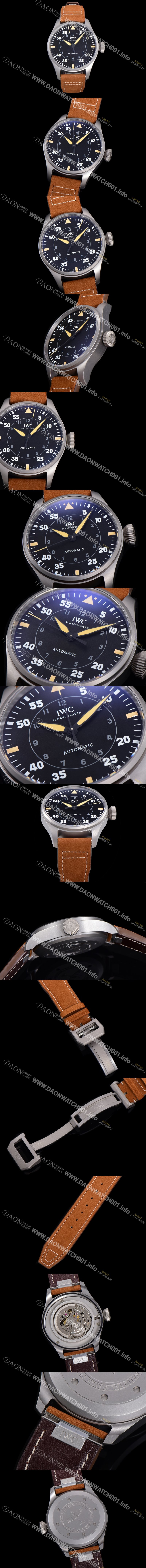 레플리카 [아이더블유씨] 남성용 빅 파일럿 워치 IW329701 티타늄 43mm 오토매틱 9015 타입 가죽줄 블랙다이얼 iwc39268