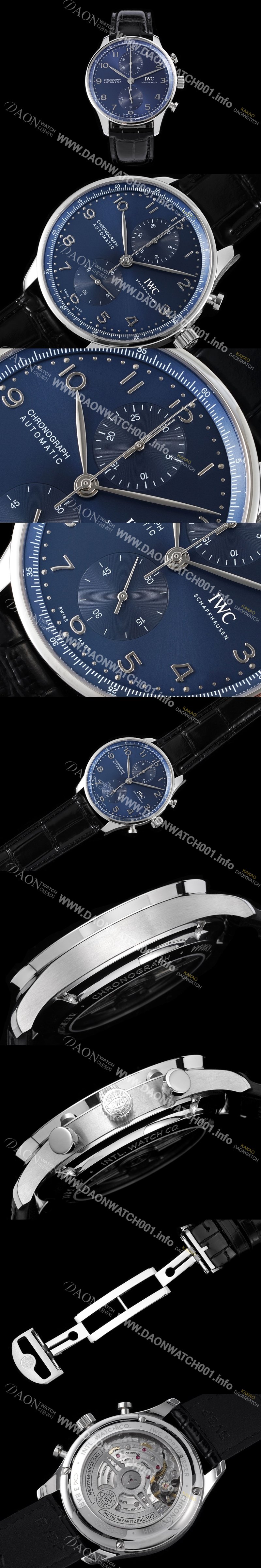 레플리카 [아이더블유씨] 남성용 신상품 / 포르투기즈 IW371606 크로노그래프 오토매틱 Cal.69355 타입 41미리 가죽줄 블루 다이얼 iwc4091