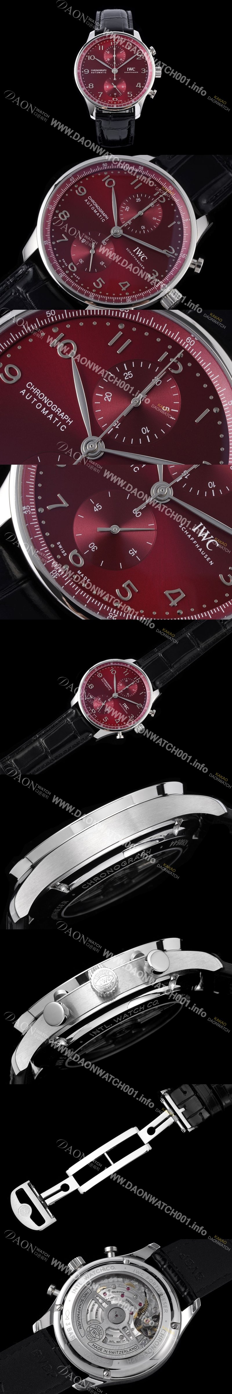 레플리카 [아이더블유씨] 남성용 신상품 / 포르투기즈 IW371616 크로노그래프 오토매틱 Cal.69355 타입 41미리 가죽줄 레드 다이얼 iwc4092
