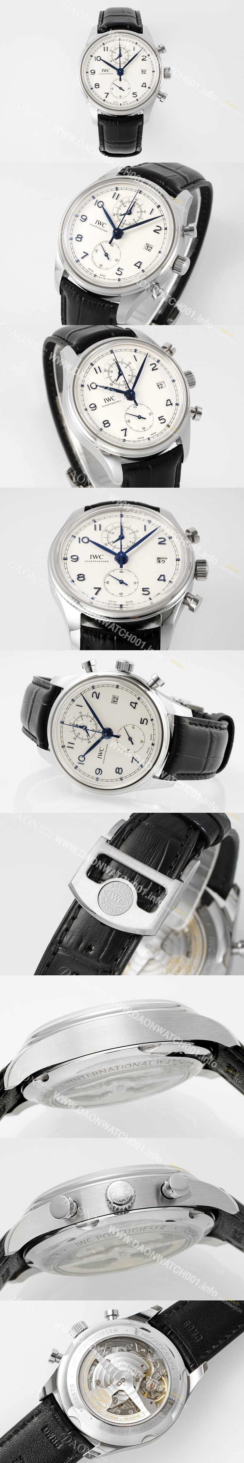 레플리카 [아이더블유씨] 남성용 포루투기즈 IW390303 크로노그래프 42mm 오토매틱 무브먼트 화이트 다이얼 iwc4098