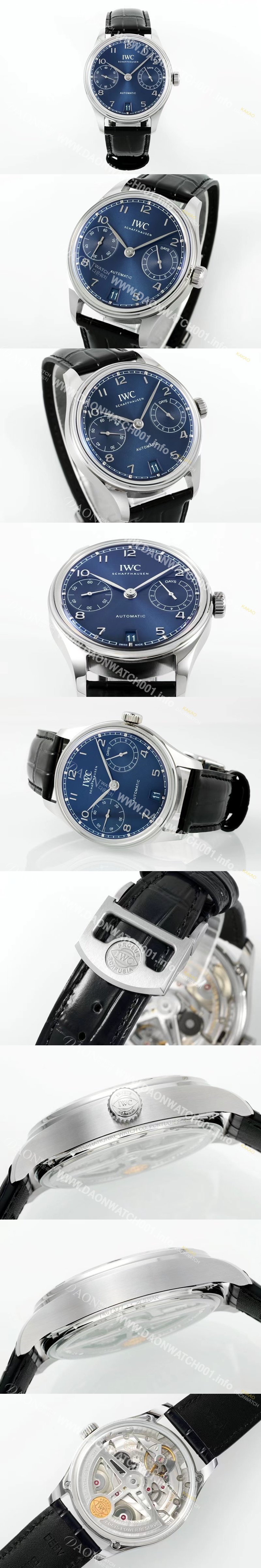 레플리카 [아이더블유씨] 남성용 포루투기즈 IW501704 세븐데이즈 42mm 오토매틱 무브먼트 블루 다이얼 iwc4100