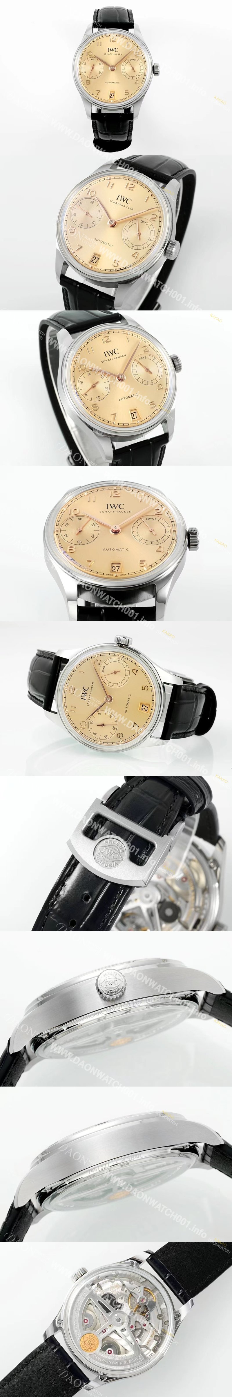 레플리카 [아이더블유씨] 남성용 포루투기즈 IW501705 세븐데이즈 42mm 오토매틱 무브먼트 골드 다이얼 iwc4102